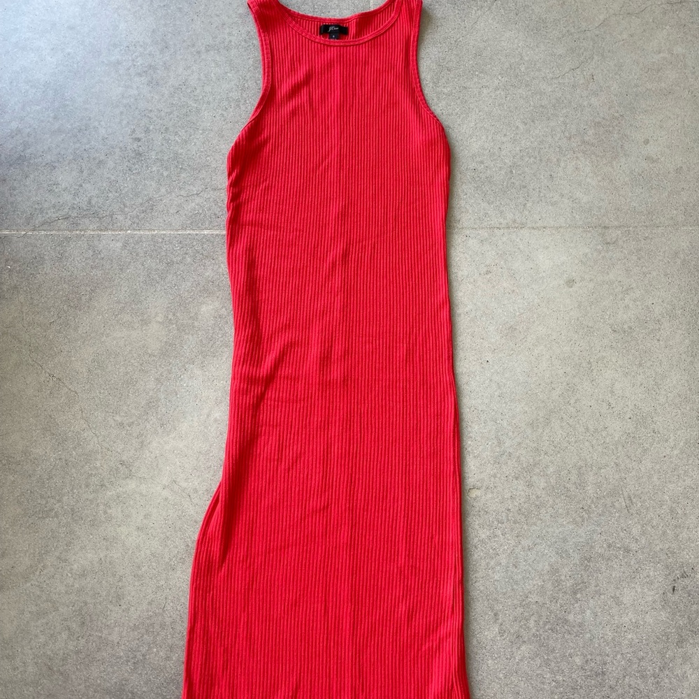 J Crew Red Midi Tank Dress Sz Small
